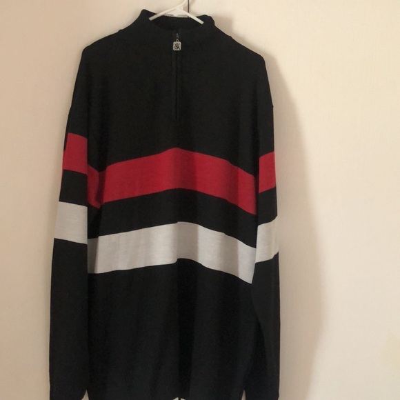 Men’s fall Red ape big & tall striped half zip sweater - Picture 11 of 11